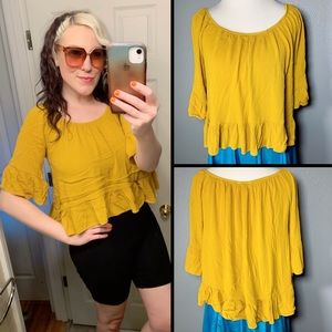 LILY WHITE, mustard, peasant top!!